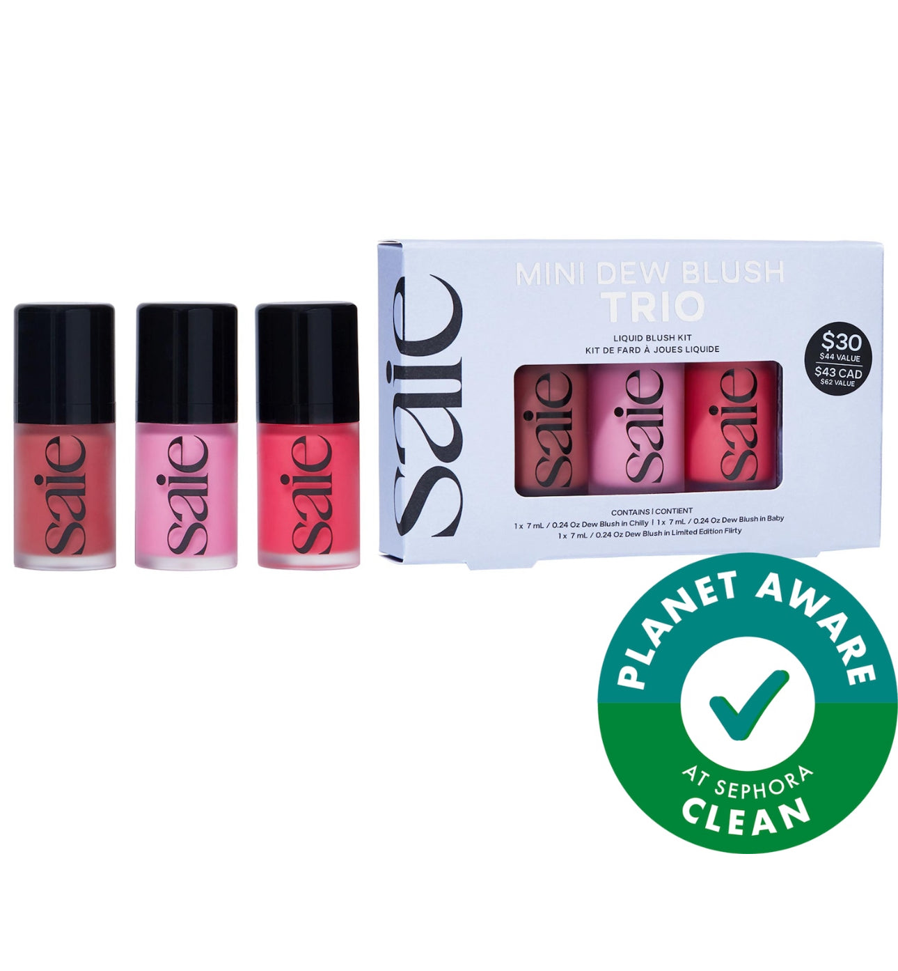 Saie
Mini Dew Blush Trio Set